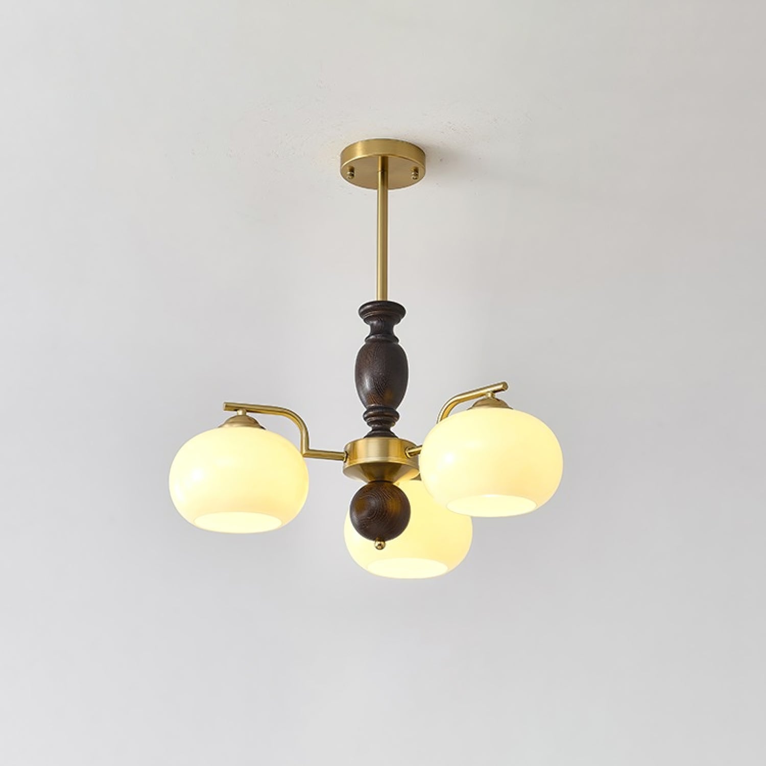 Aurora Chandelier Walnut Beige Orb - Blowlighting