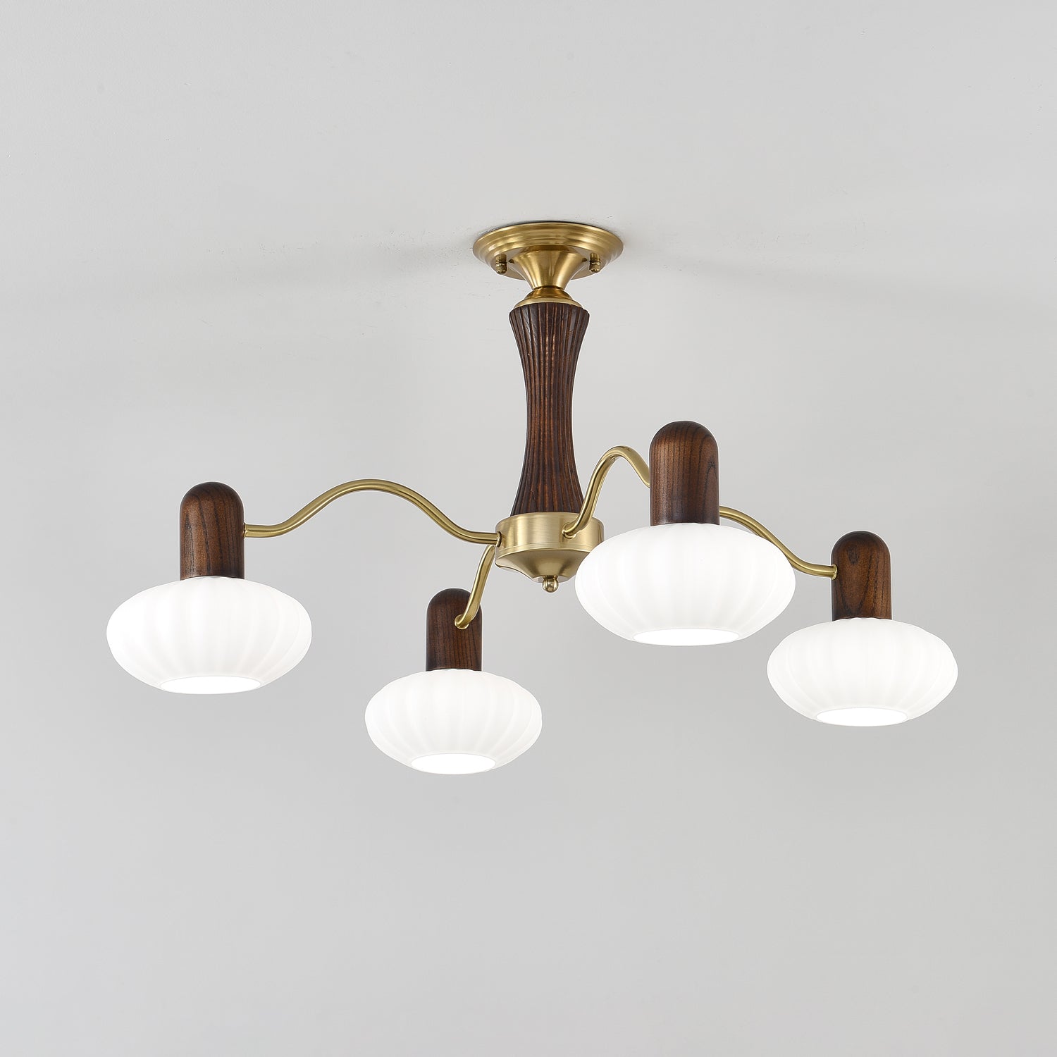 Aurora Chandelier Walnut Embrace White Finish - Blowlighting