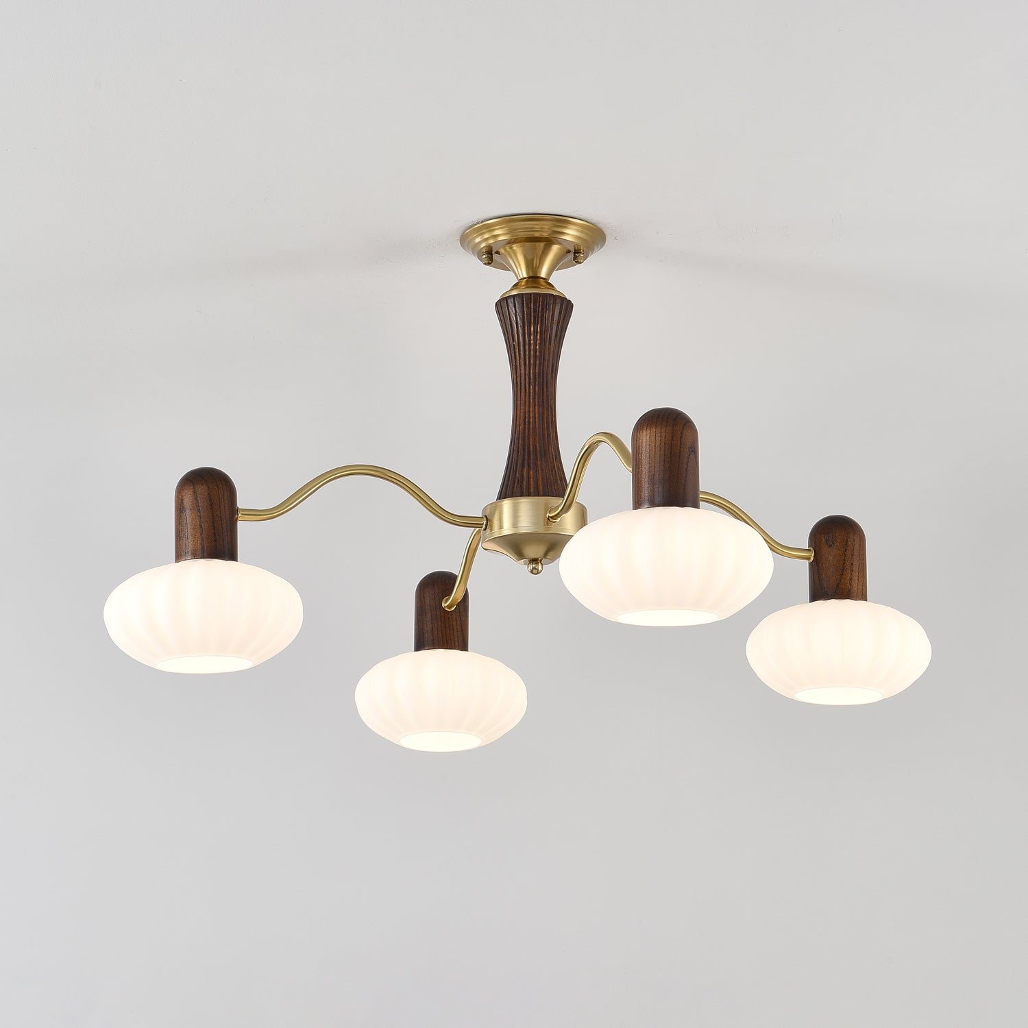 Aurora Chandelier Walnut Embrace White Finish - Blowlighting