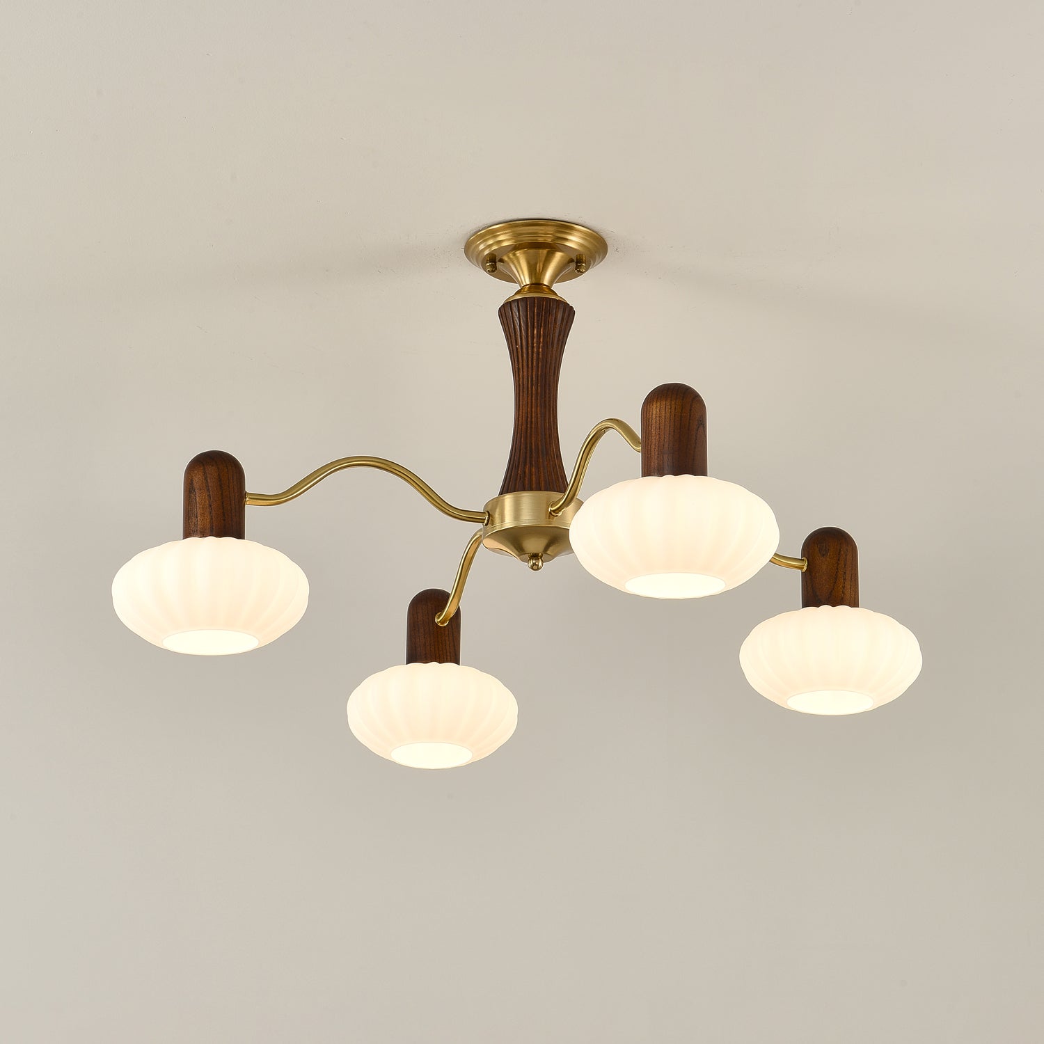 Aurora Chandelier Walnut Embrace White Finish - Blowlighting