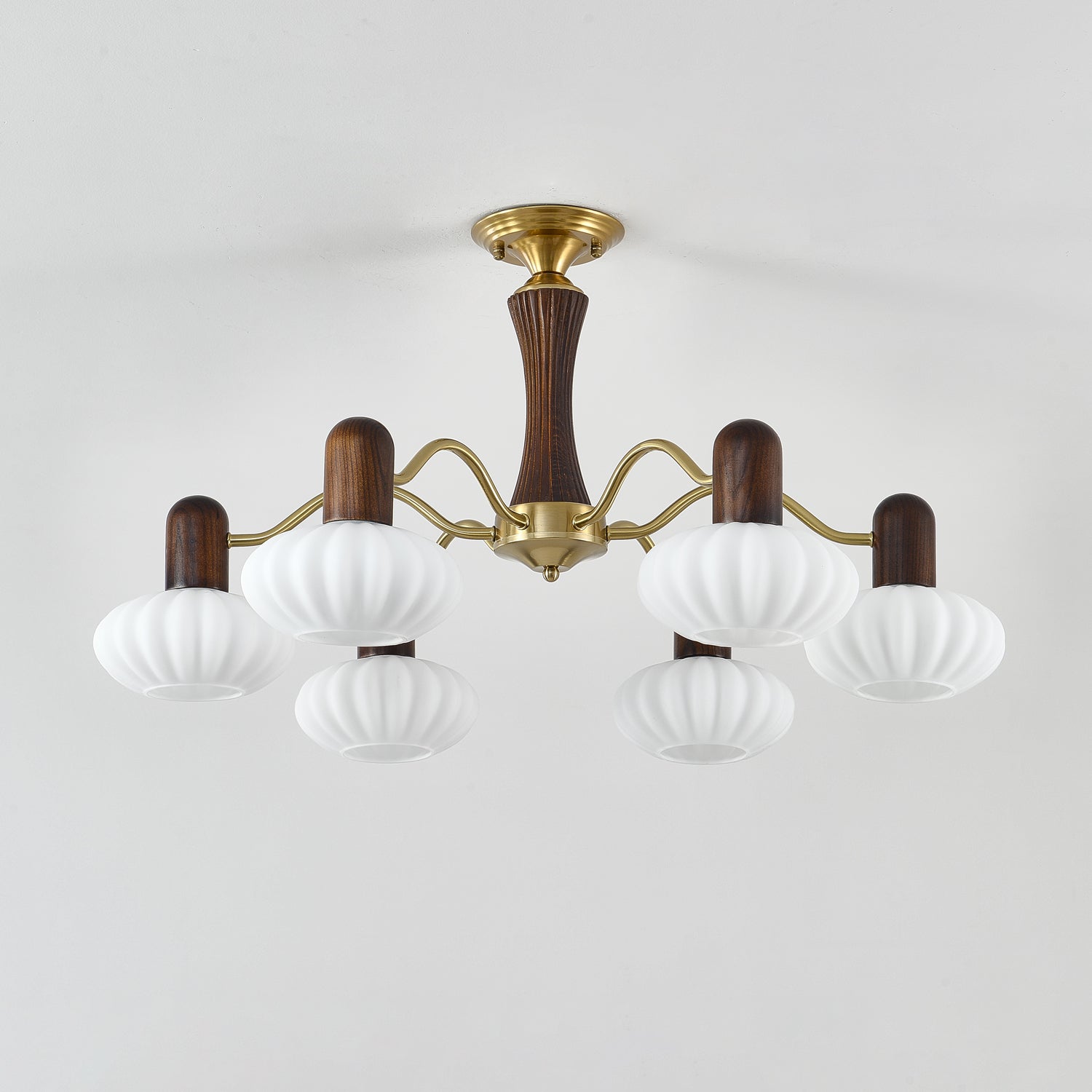 Aurora Chandelier Walnut Embrace White Finish - Blowlighting