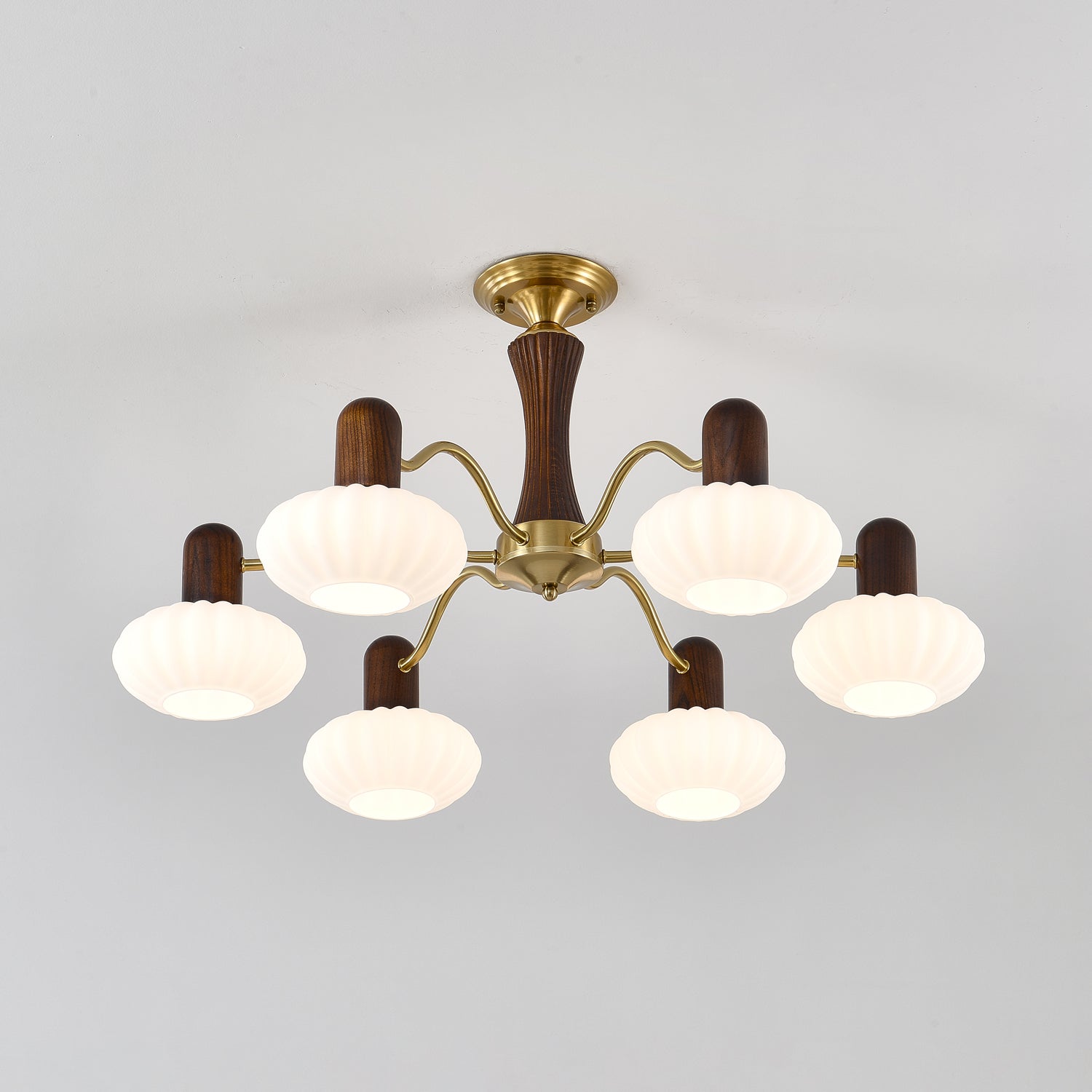 Aurora Chandelier Walnut Embrace White Finish - Blowlighting