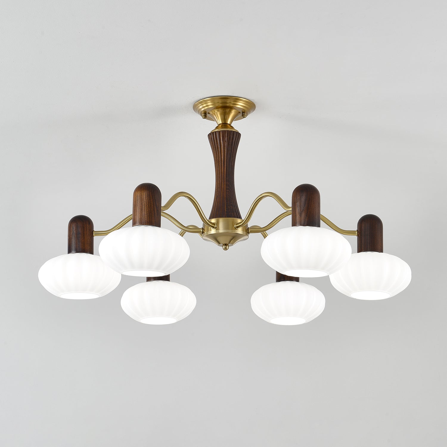 Aurora Chandelier Walnut Embrace White Finish - Blowlighting
