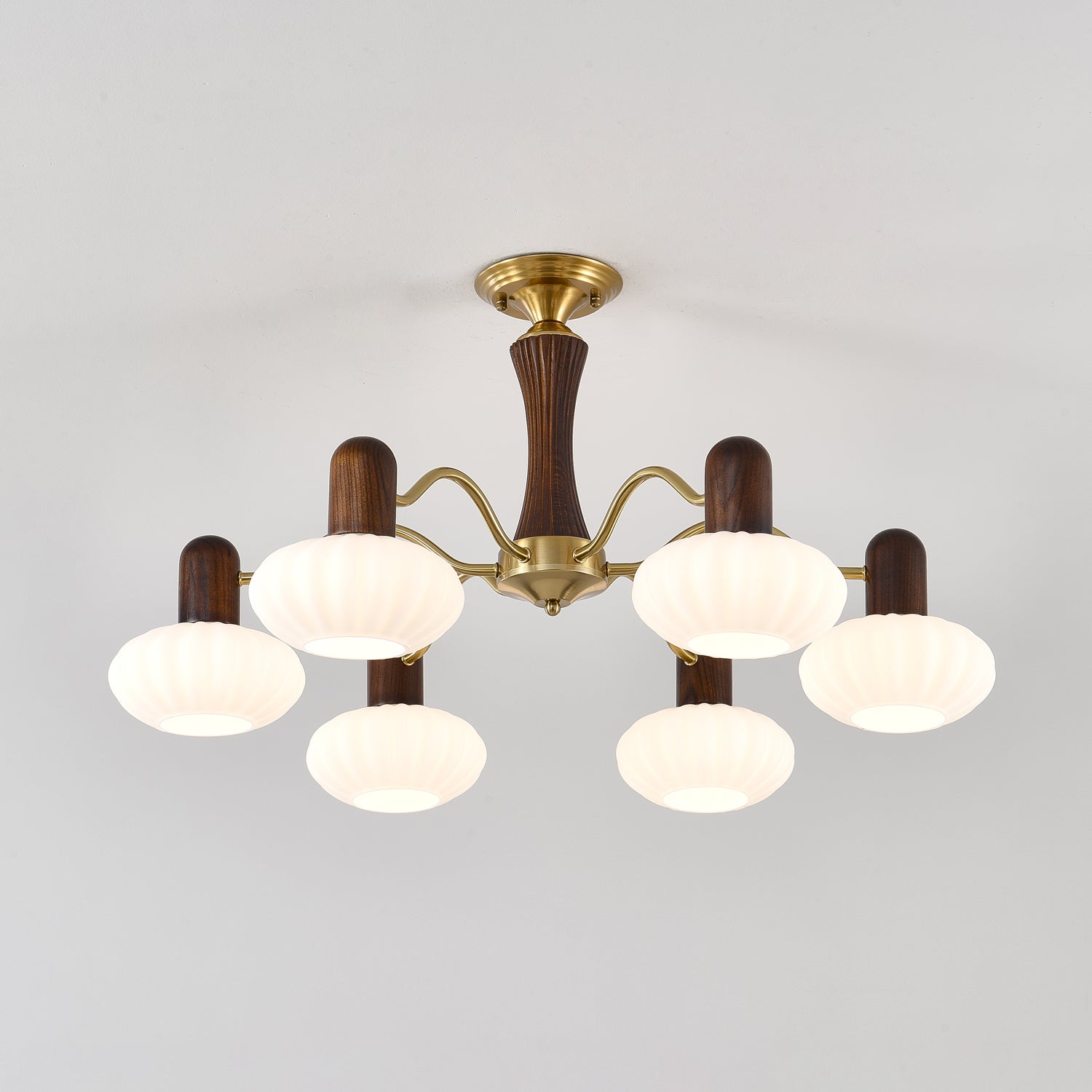 Aurora Chandelier Walnut Embrace White Finish - Blowlighting