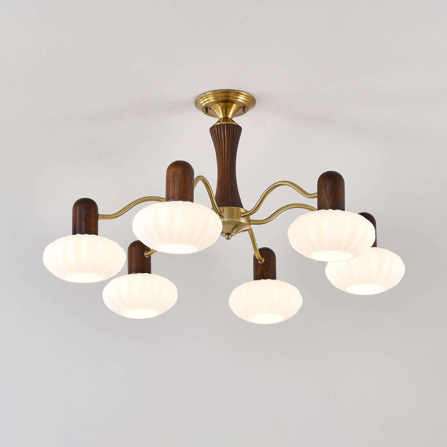 Aurora Chandelier Walnut Embrace White Finish - Blowlighting