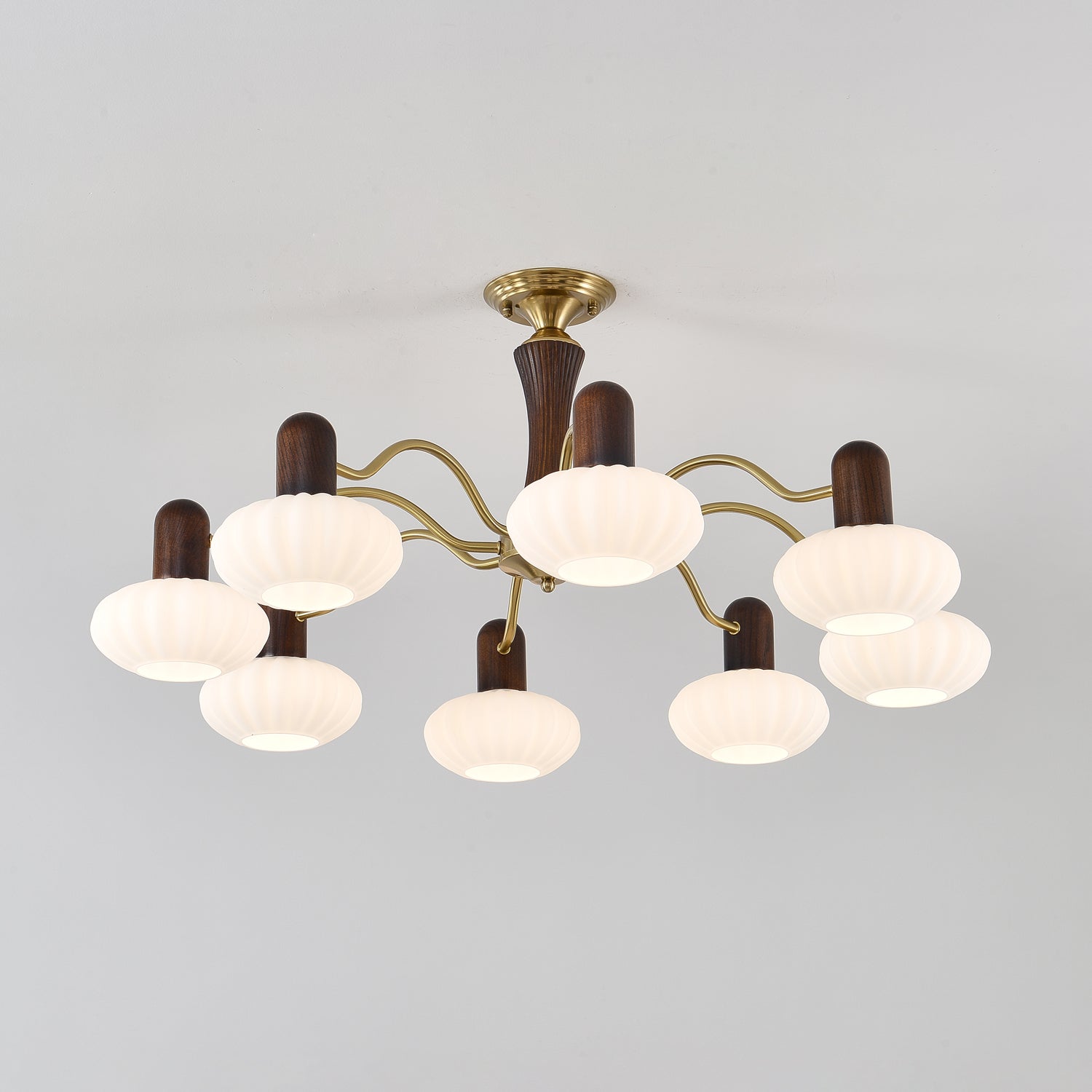 Aurora Chandelier Walnut Embrace White Finish - Blowlighting