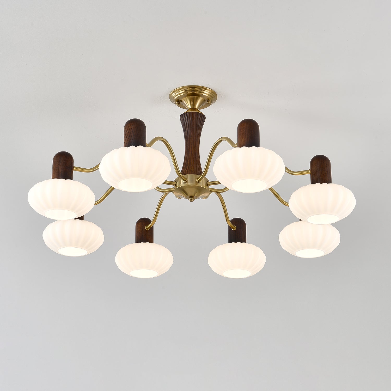 Aurora Chandelier Walnut Embrace White Finish - Blowlighting