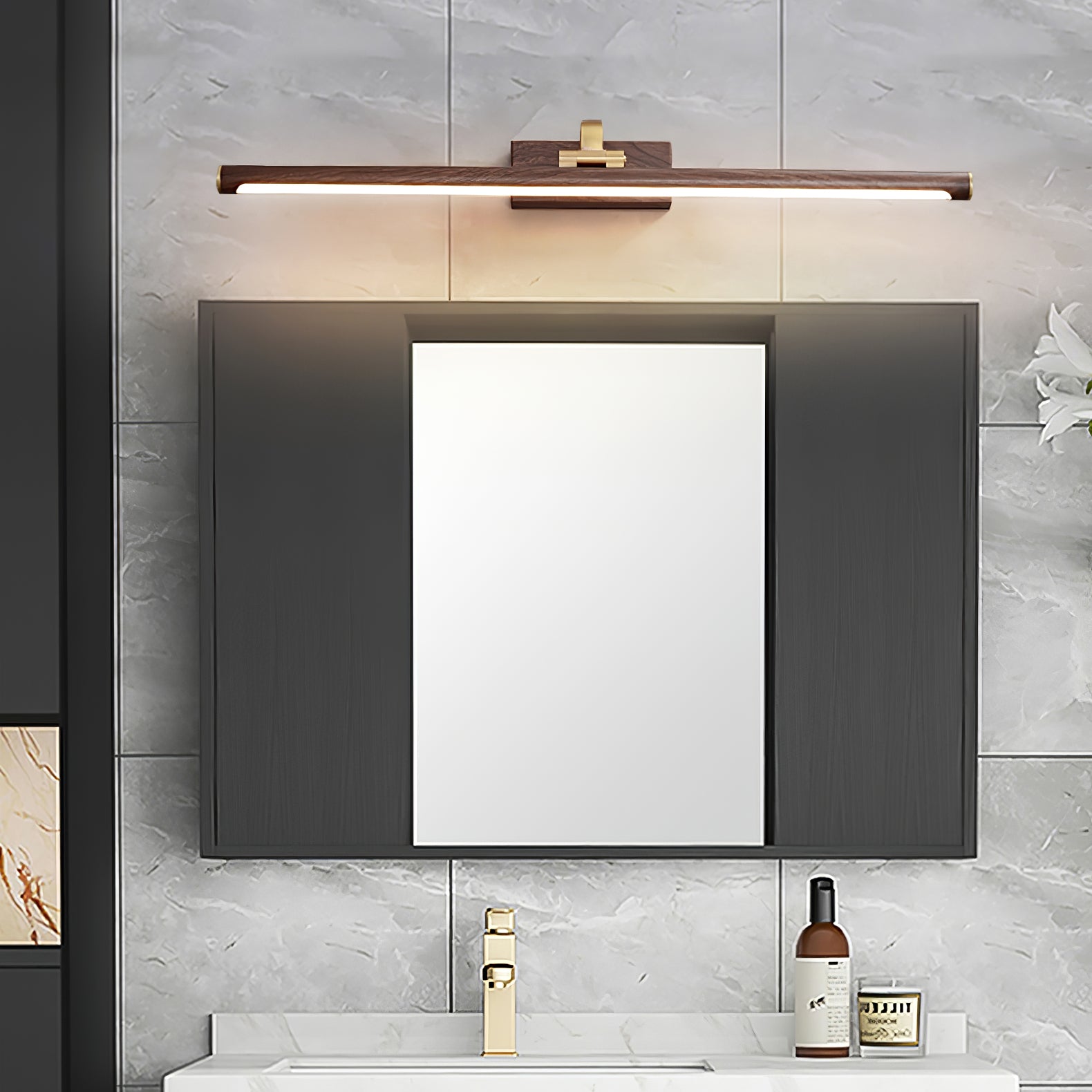 Walnut Color Linear LED Wall Light - Blowlighting