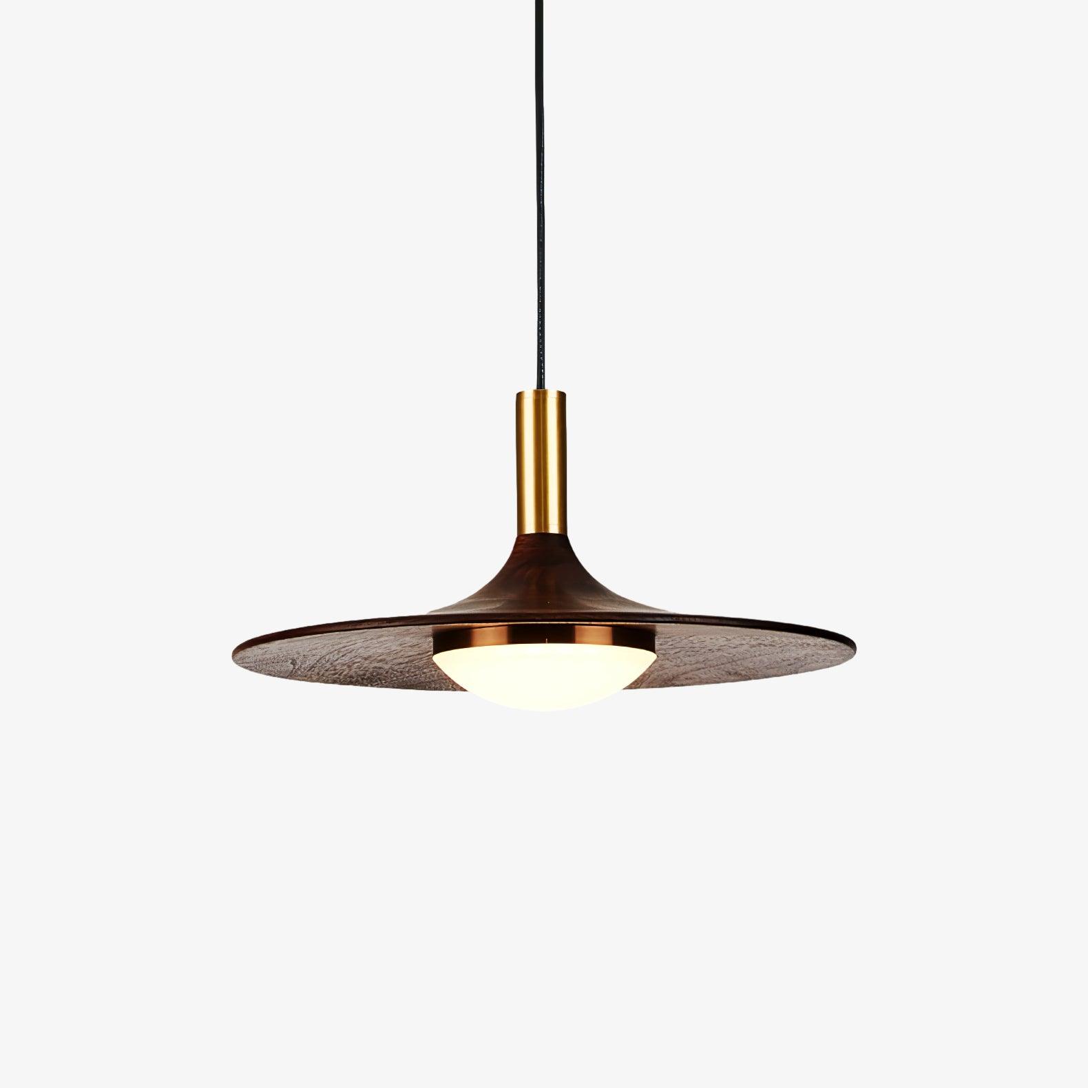 Walnut Wood Dish Pendant Light - Blowlighting