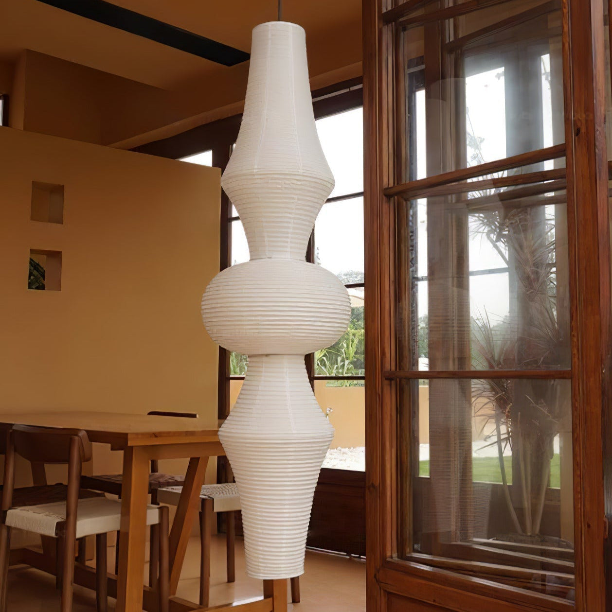 Ritta Lampada a Sospensione Verticale Scultorea in Carta