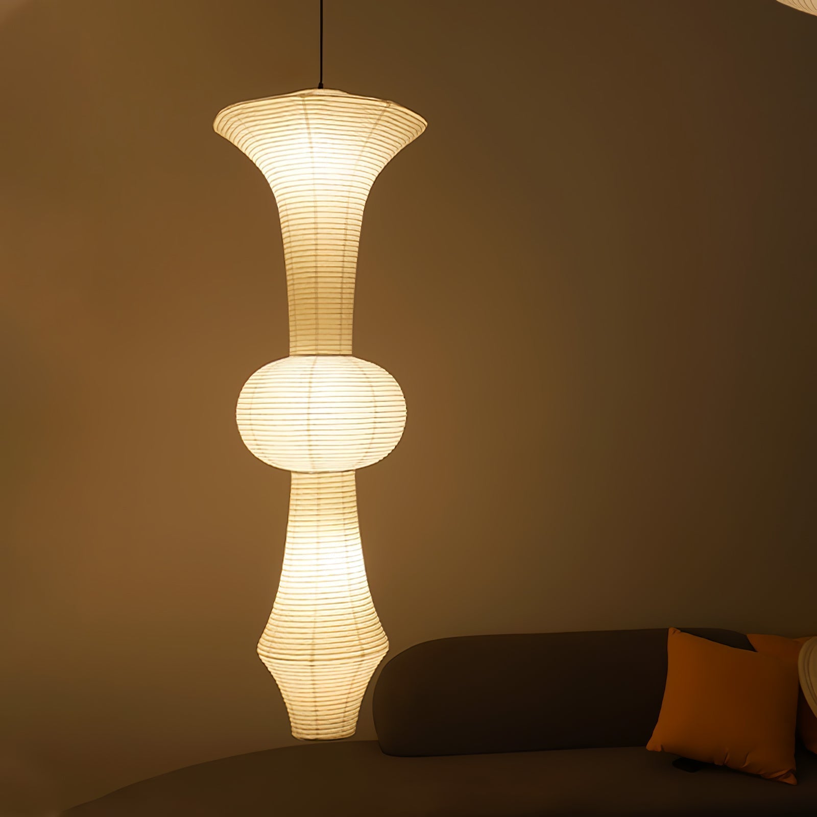 Ritta Lampada a Sospensione Verticale Scultorea in Carta