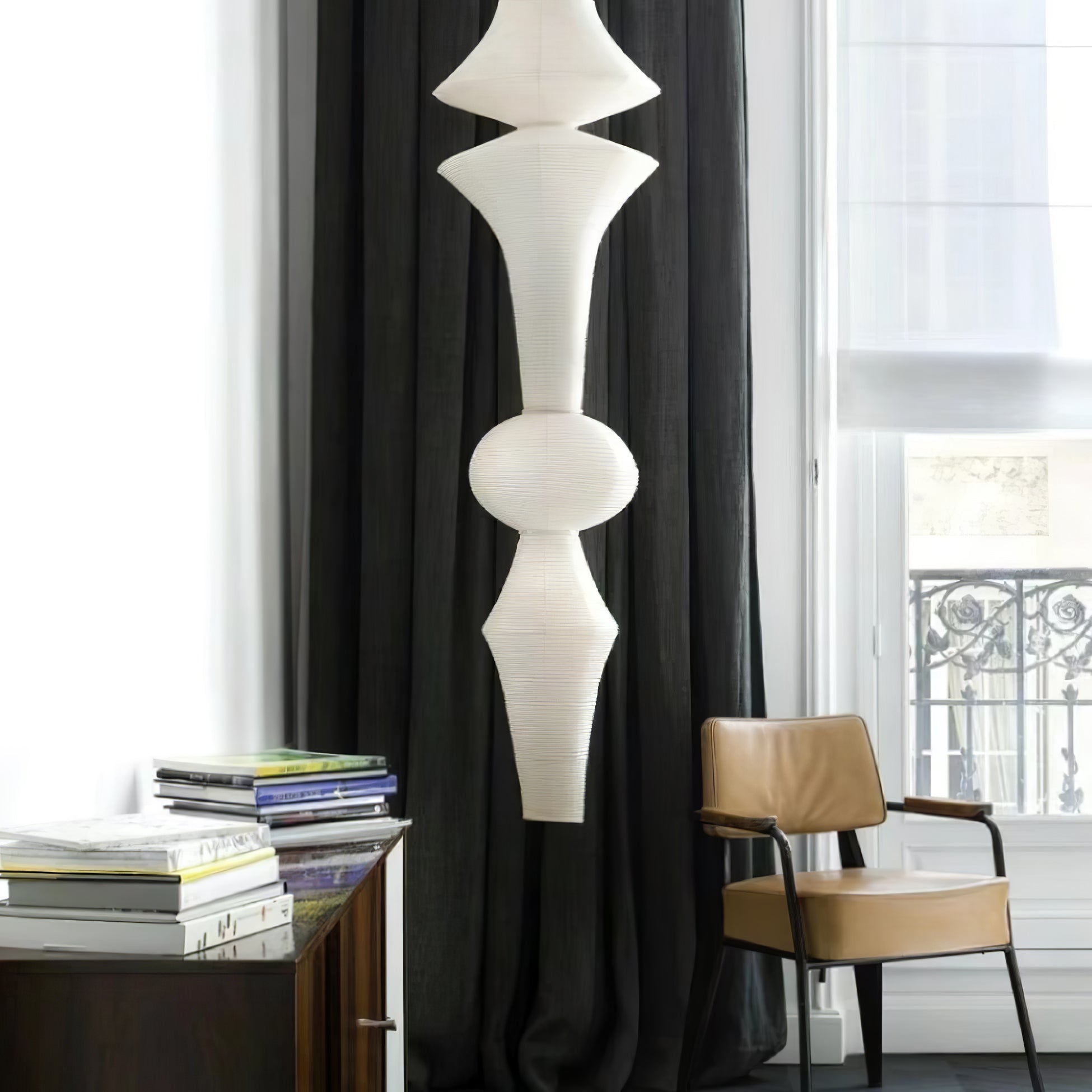 Ritta Lampada a Sospensione Verticale Scultorea in Carta