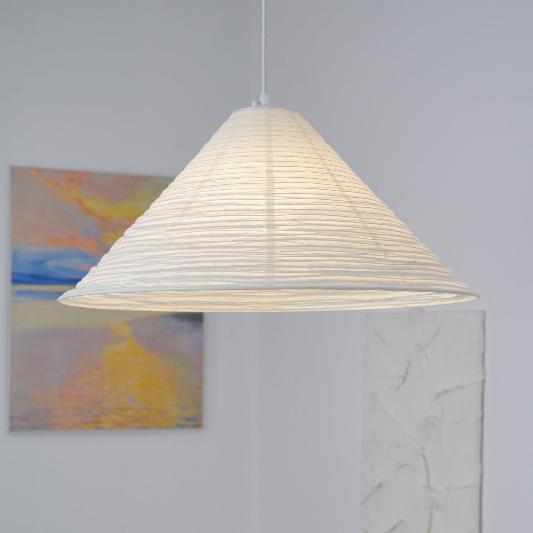 Washi Paper Pyramid Pendant Lamp - Blowlighting