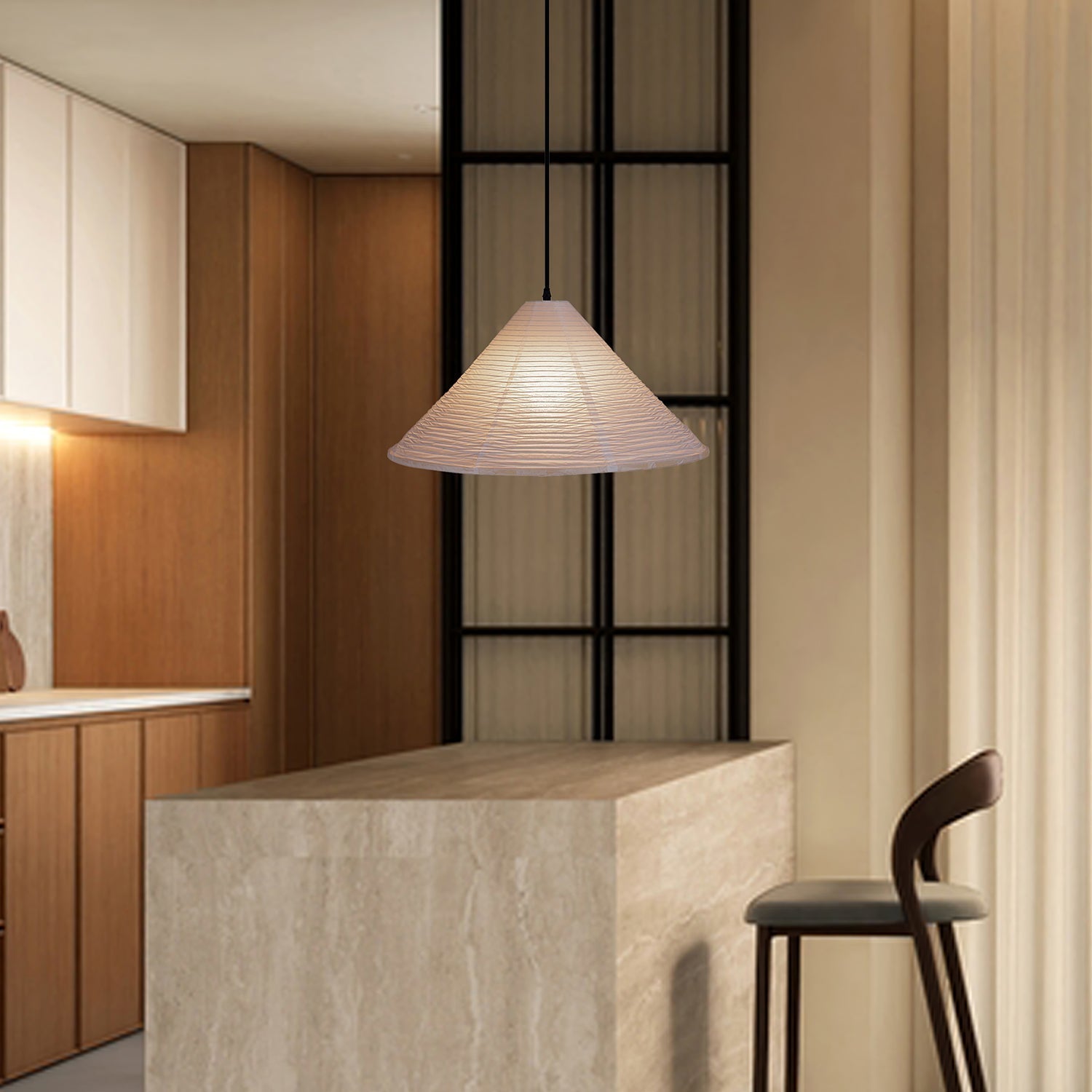 Washi Paper Pyramid Pendant Lamp - Blowlighting