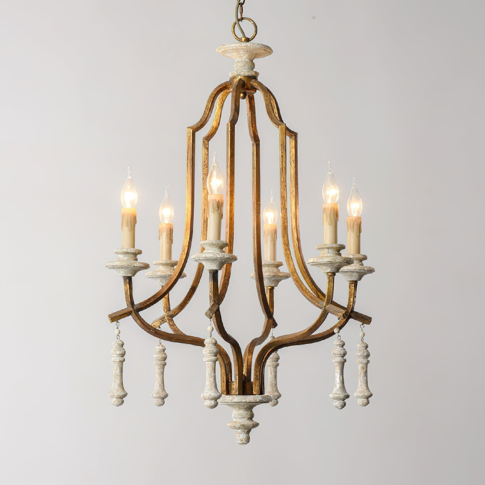 Arsoliel Vintage Luxury Metal Wood Chandelier - Lamp Copper
