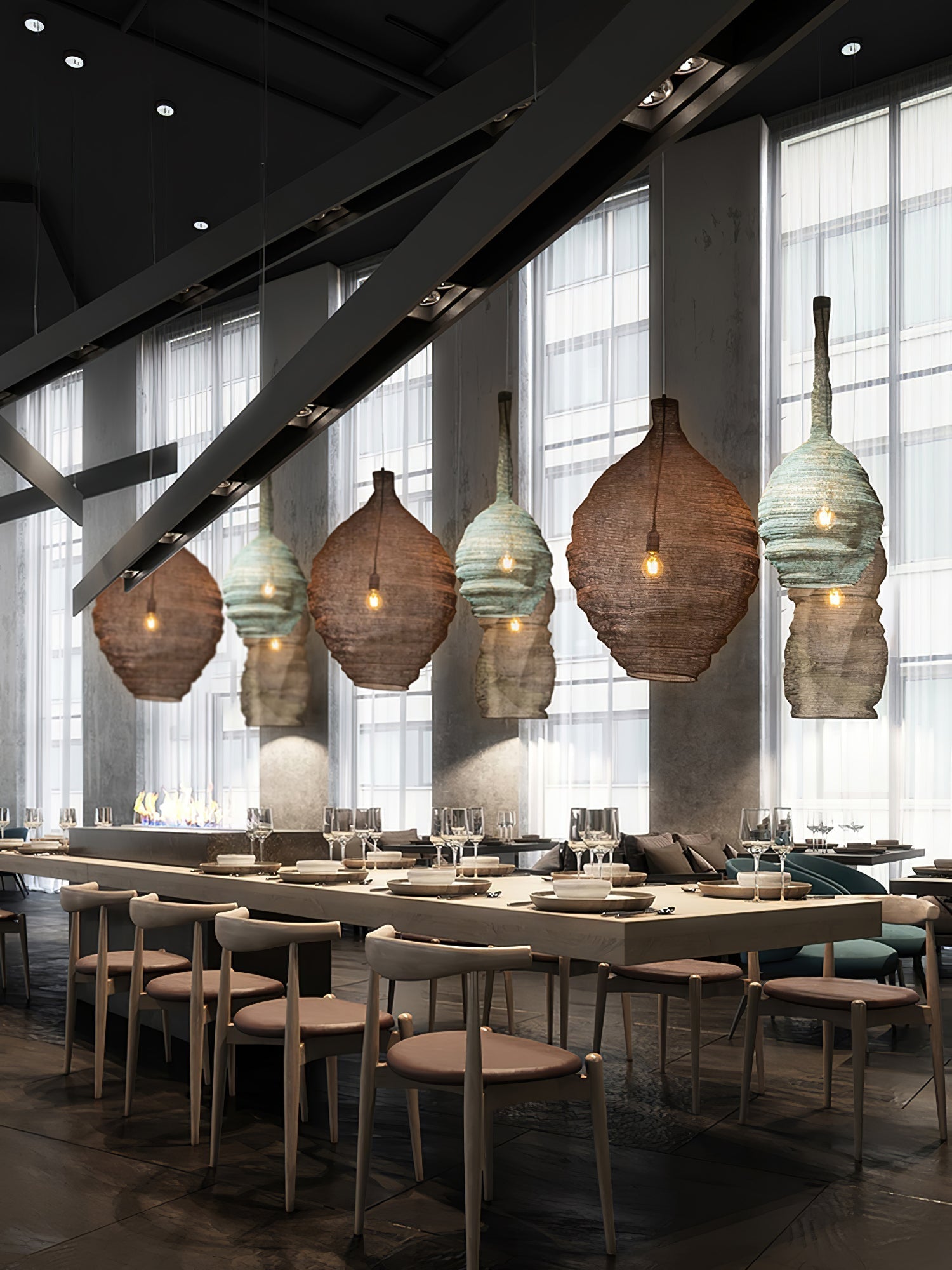 Hive Industrial Wire Pendant Lamps - Blowlighting