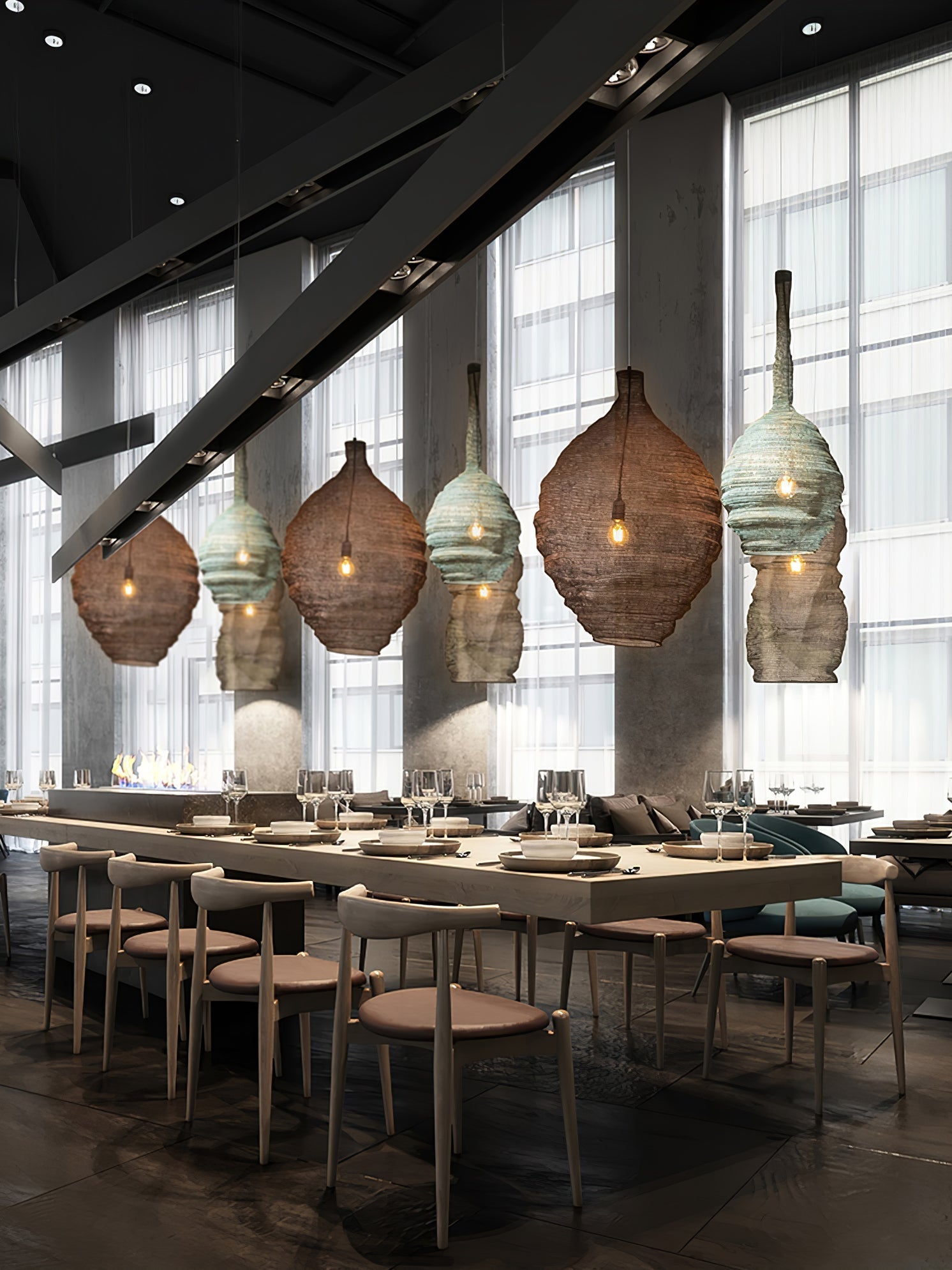 Hive Industrial Wire Pendant Lamps - Blowlighting
