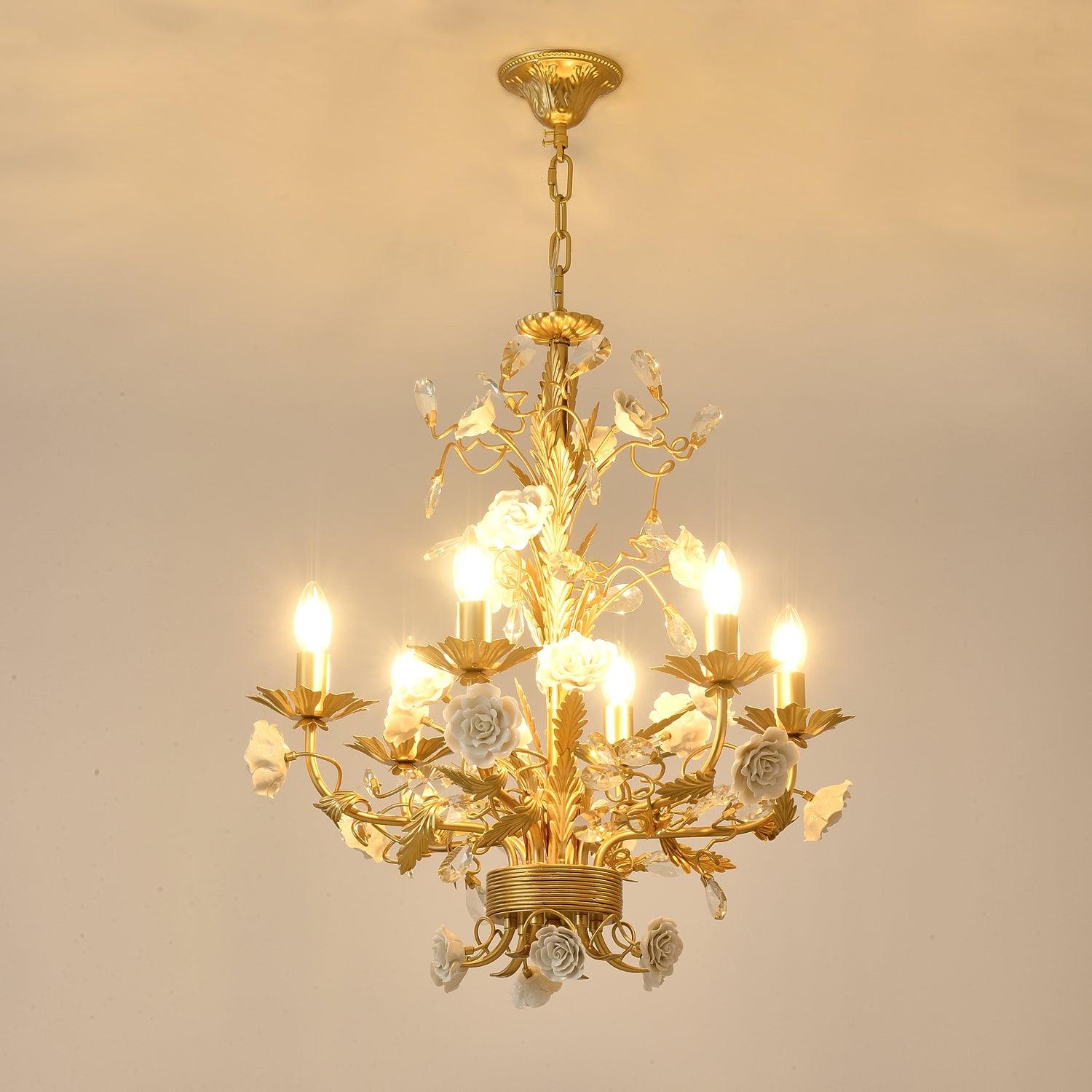 White Rose Crystal Chandelier - Blowlighting