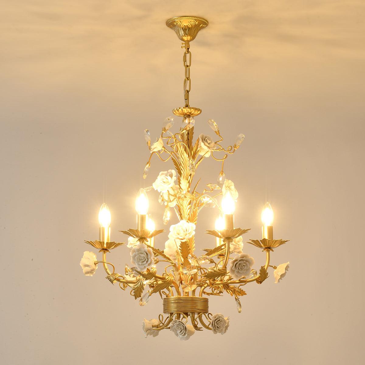 White Rose Crystal Chandelier - Blowlighting