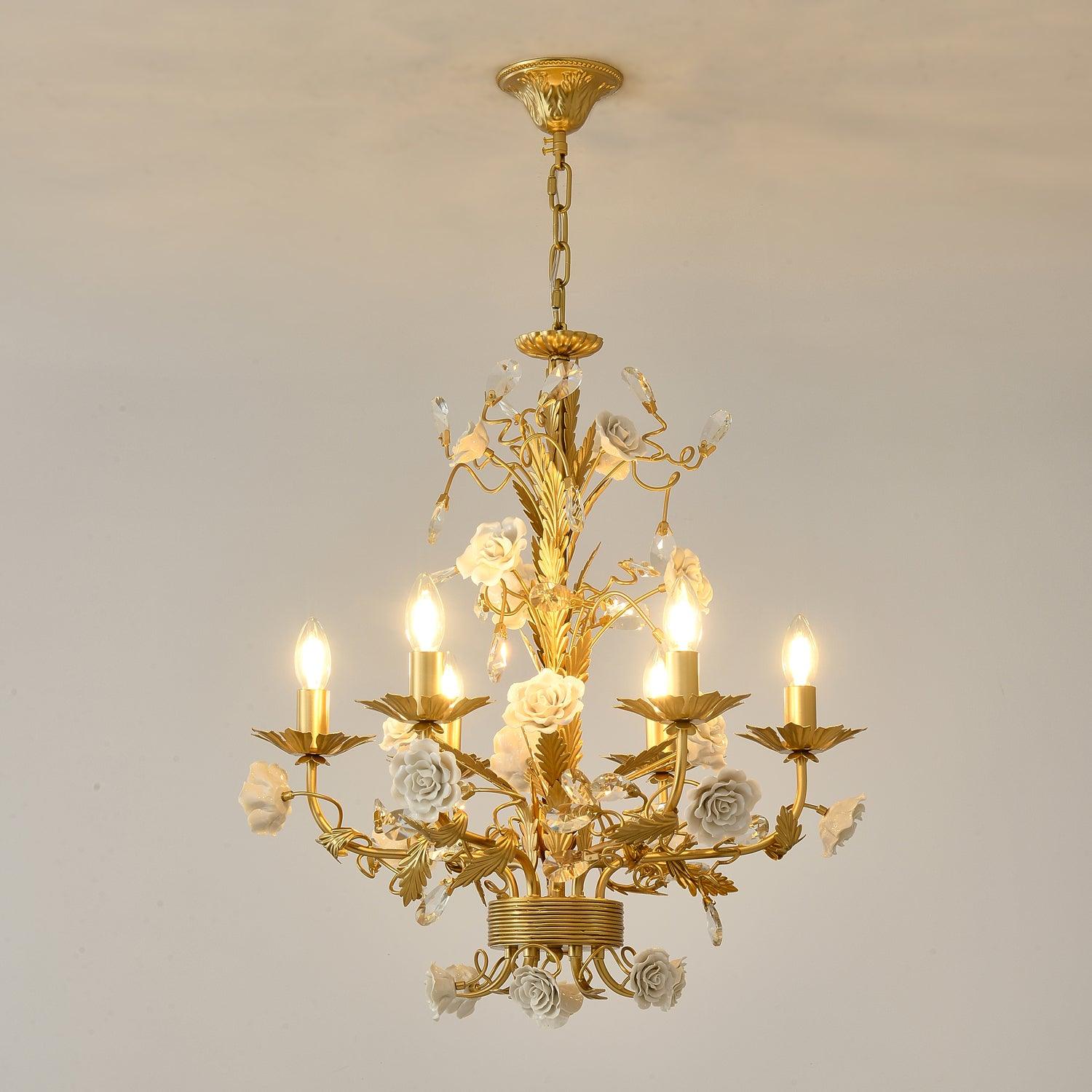White Rose Crystal Chandelier - Blowlighting