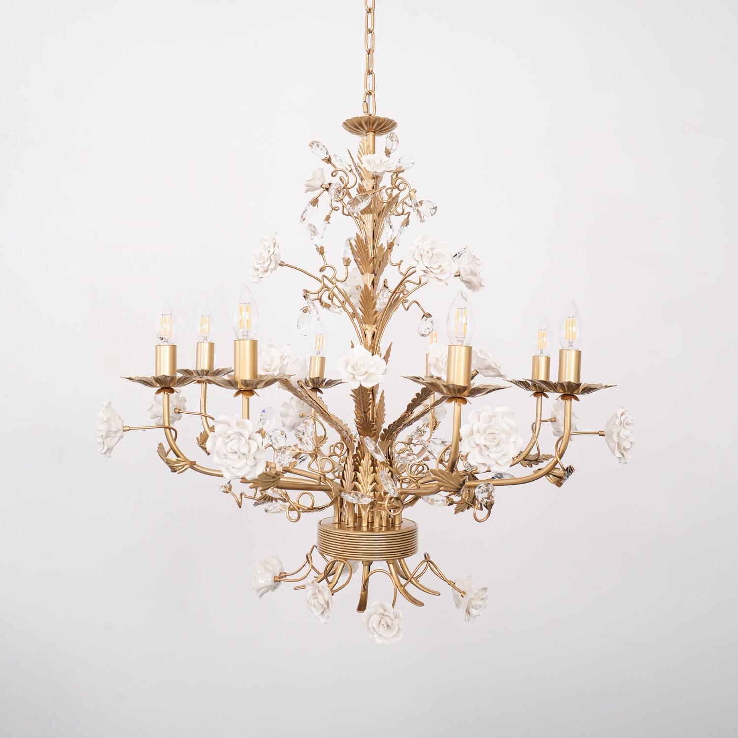 White Rose Crystal Chandelier - Blowlighting