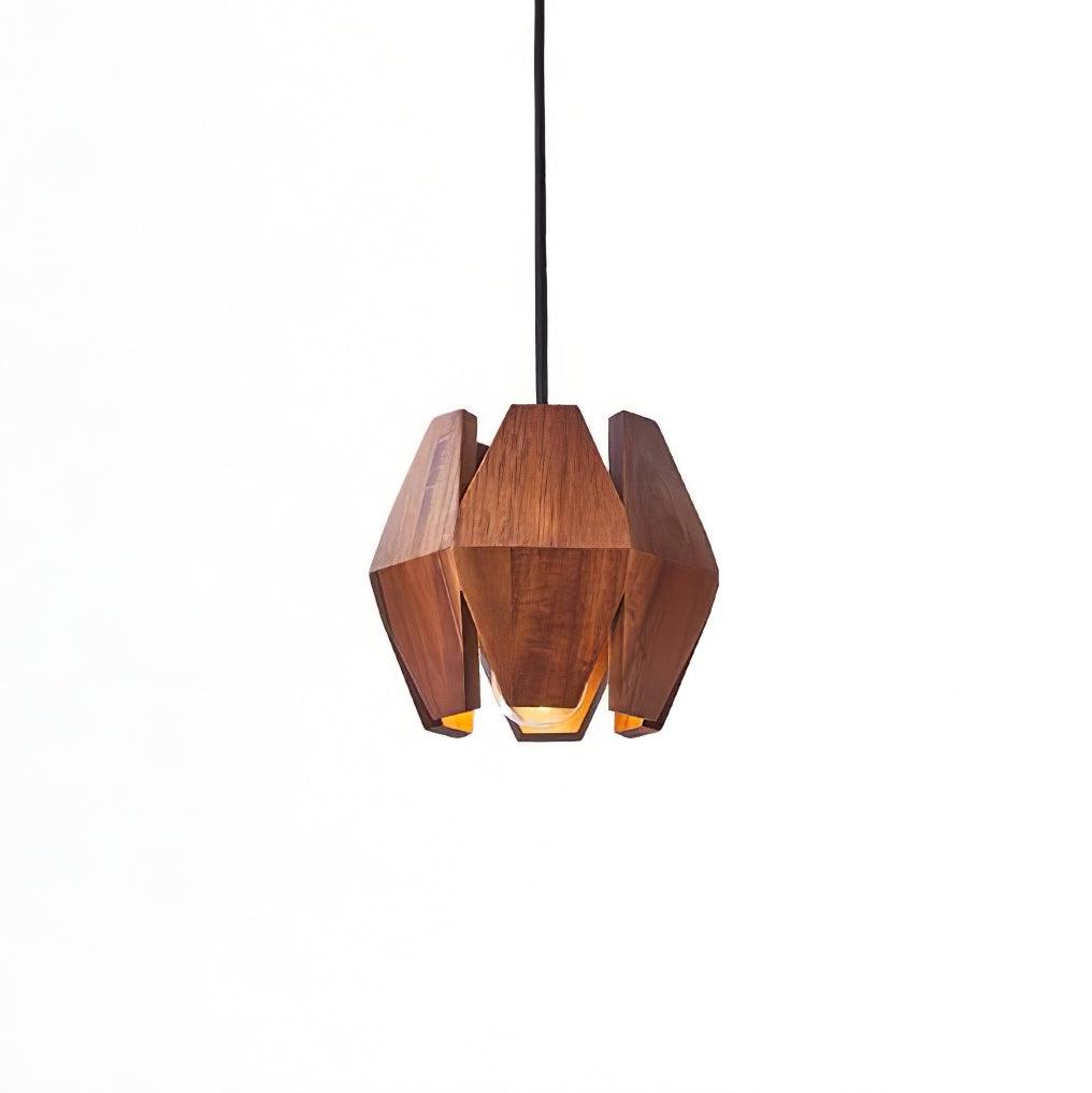 Pendant Lamp Geometric Wood Shade Warm Glow Nordic Minimalist Accent - Letslighting