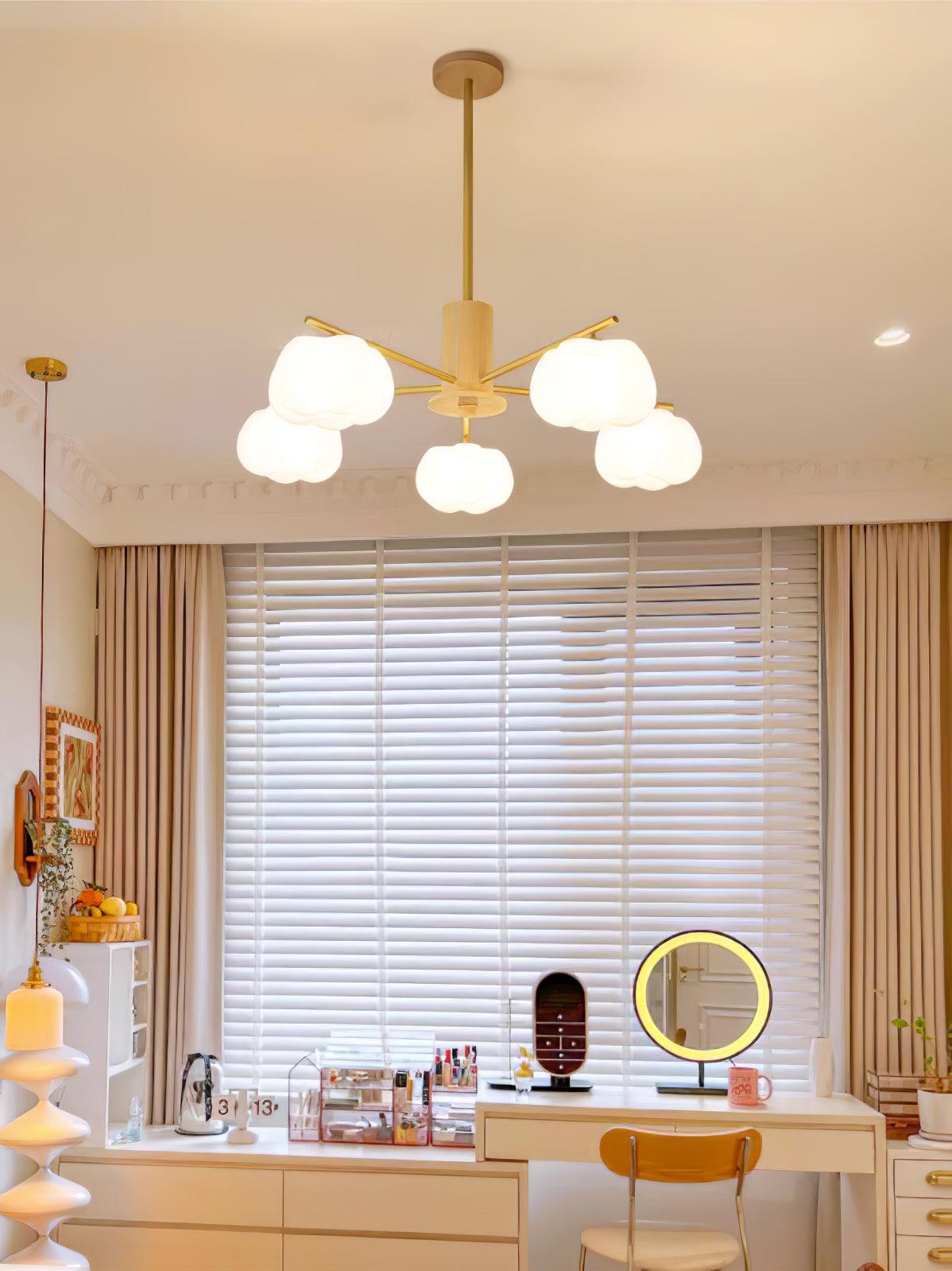 Wooden Cotton Balls Chandelier - Blowlighting