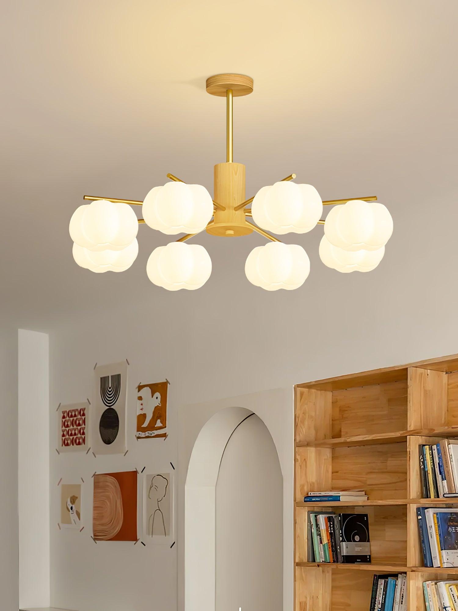 Wooden Cotton Balls Chandelier - Blowlighting