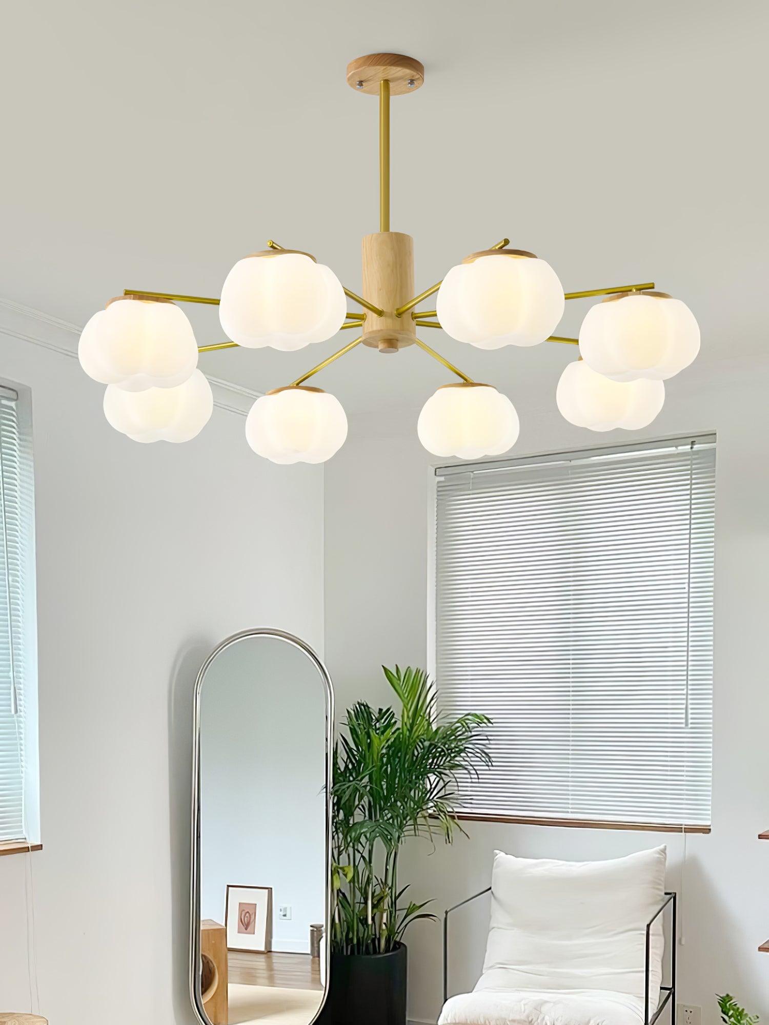 Wooden Cotton Balls Chandelier - Blowlighting