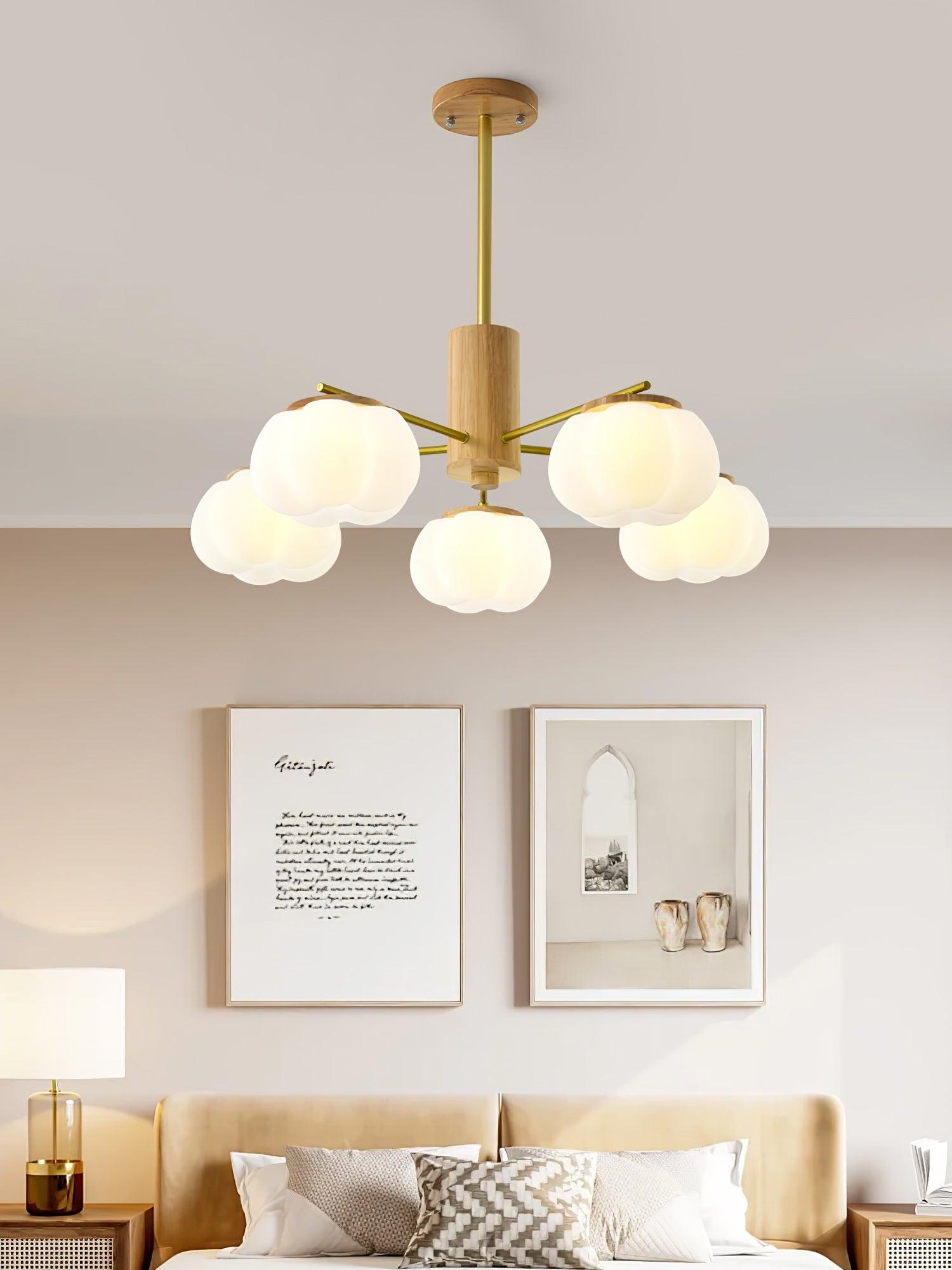 Wooden Cotton Balls Chandelier - Blowlighting