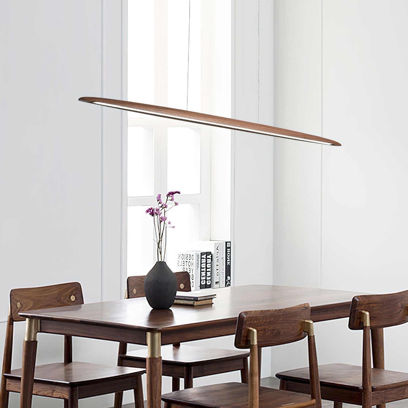 Zing Modern Minimalist Walnut Wood Pendant Lamp - Lamp Copper