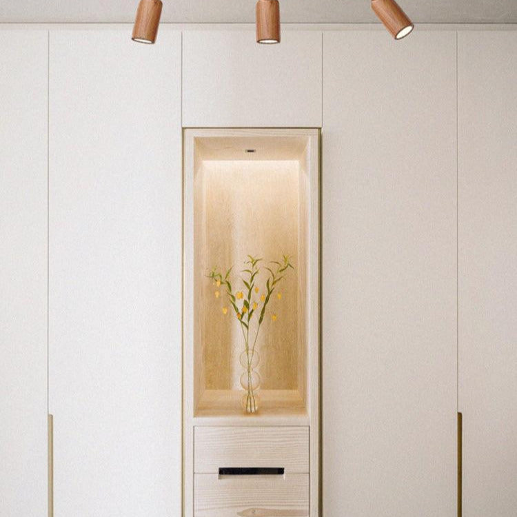 Aim Lampada da Soffitto a Binario in Legno con Faretto