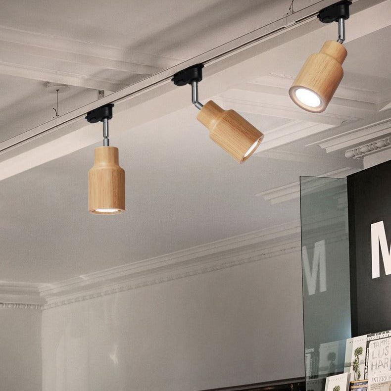 Aim Lampada da Soffitto a Binario in Legno con Faretto