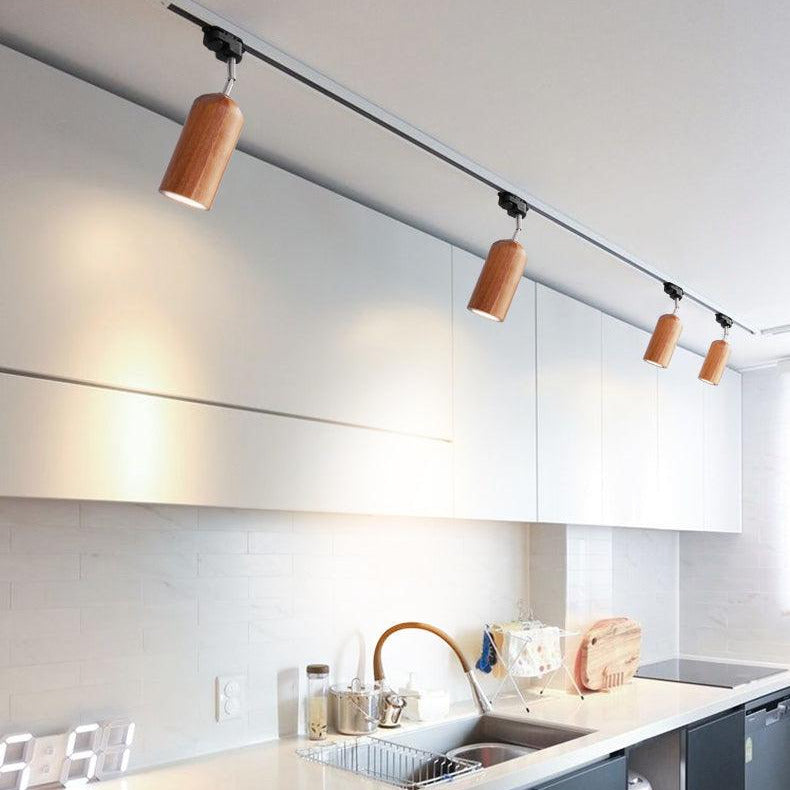 Aim Lampada da Soffitto a Binario in Legno con Faretto