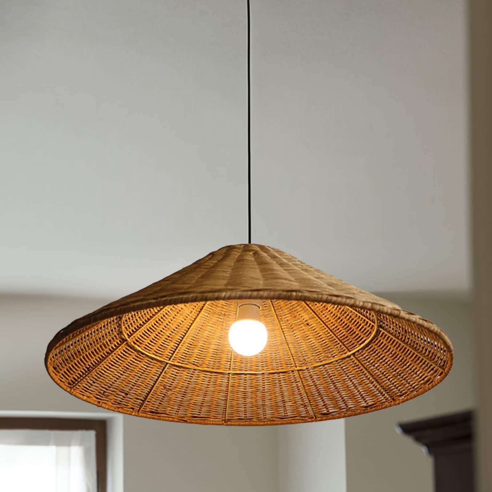 Ritta Vintage Fatto a Mano LED Rattan Lampade a Sospensione Soggiorno