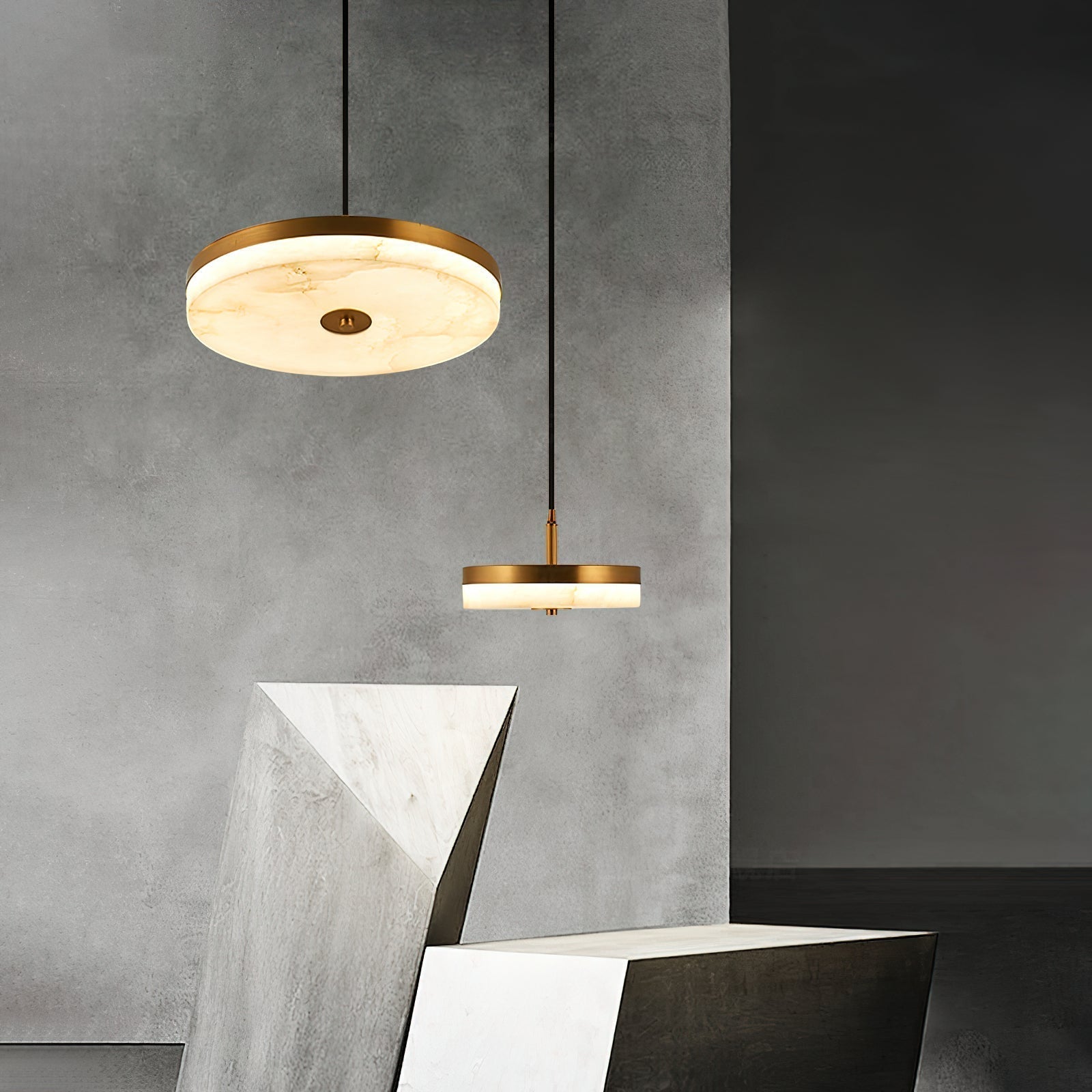 Utalion Modern Minimalist Metal Alabaster Pendant Light - Lamp Copper