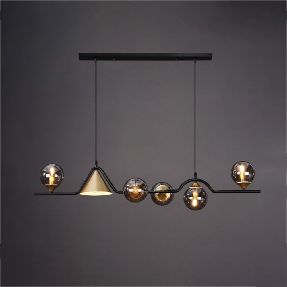 Arisha Moderno Metallo/Vetro Sospensione Nero/Oro Soggiorno/Camera da letto
