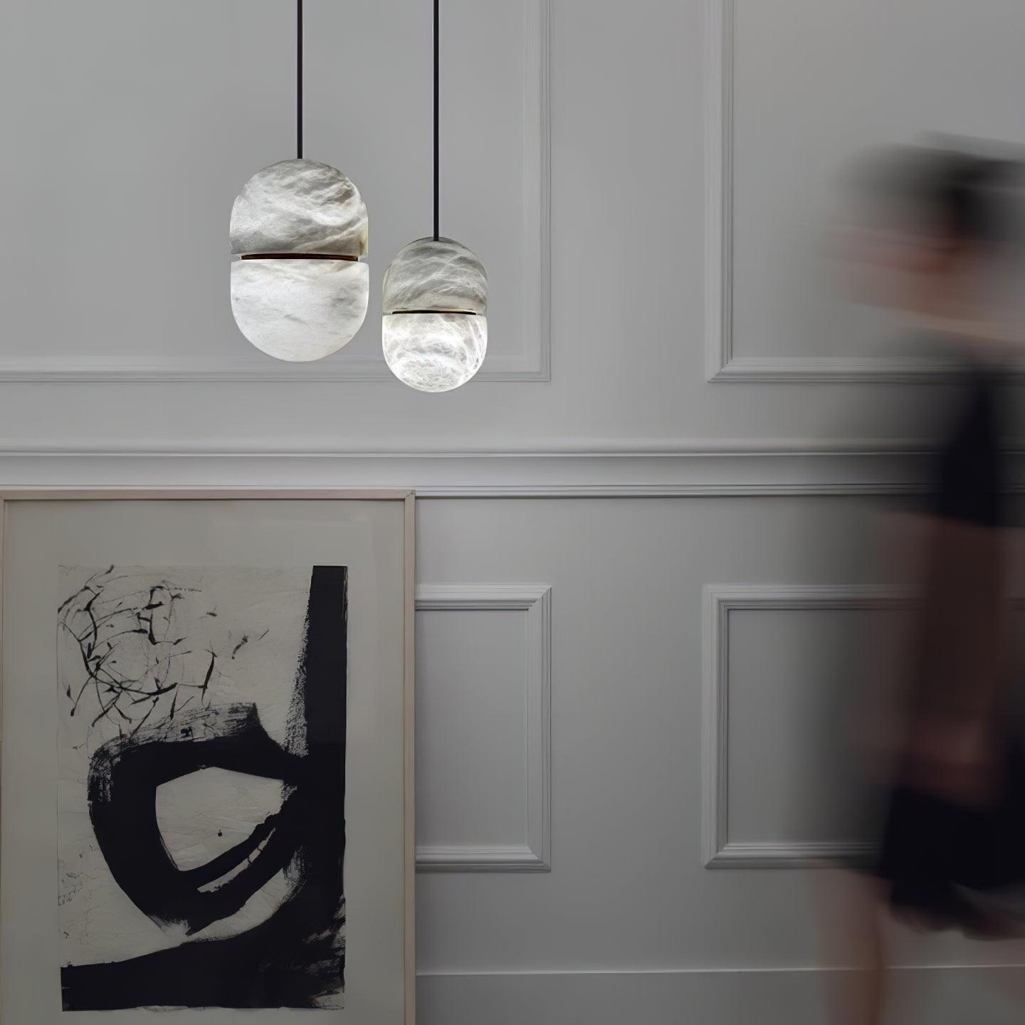 Strata Alabaster Pendant Light Capsule-shaped - Neutralighting