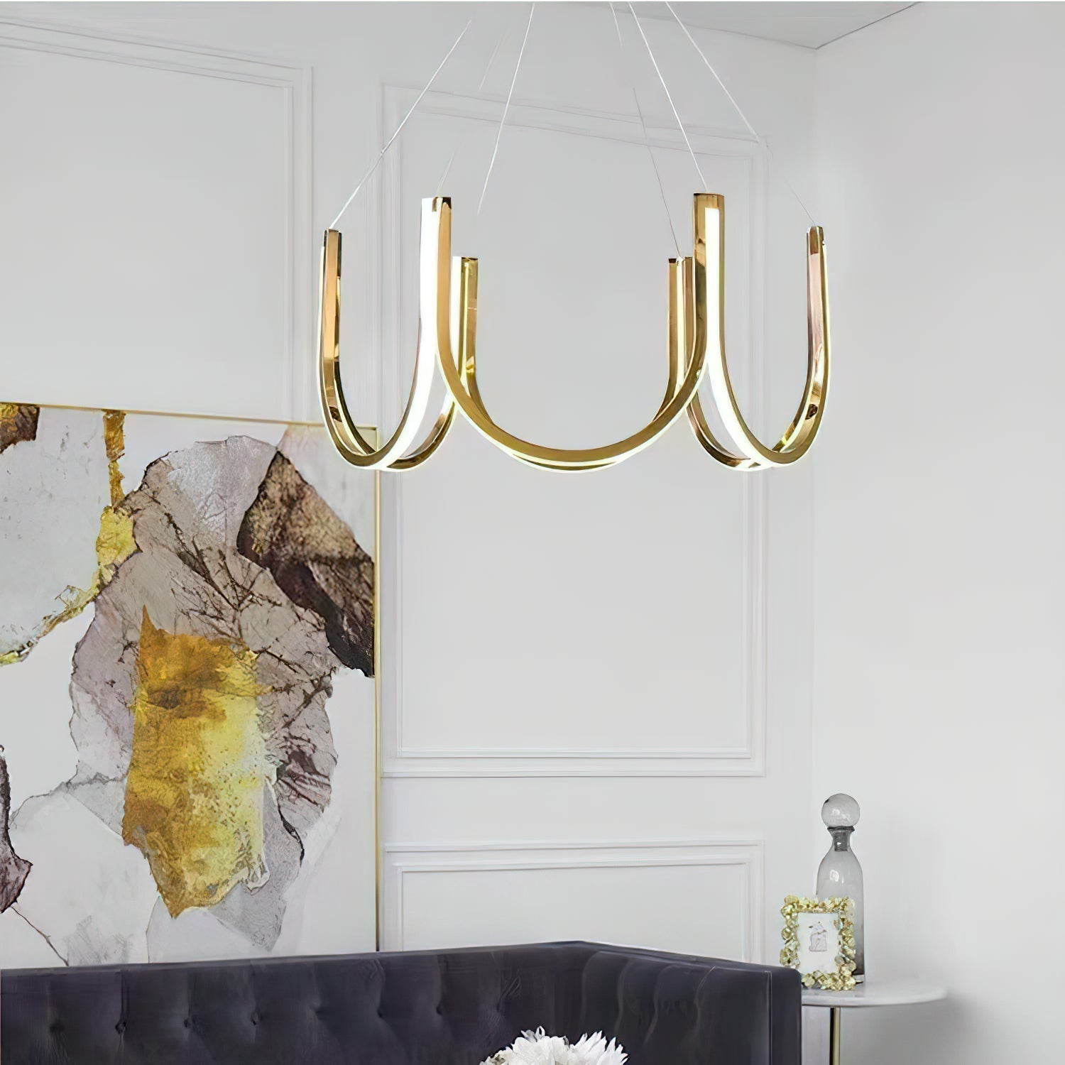Otheara Modern Minimalist LED Metal Chandelier - Lamp Copper