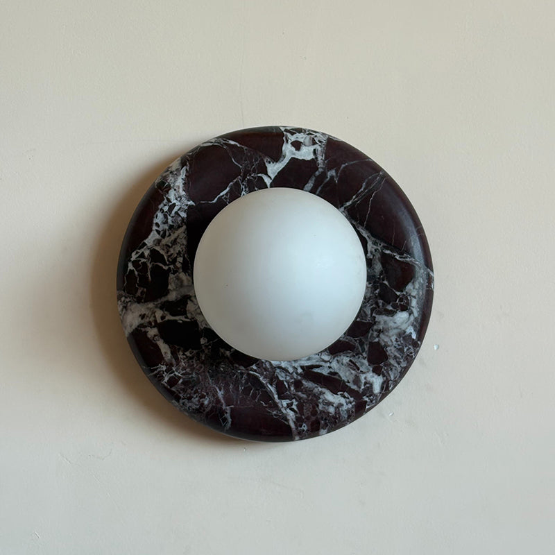 Uzorionis Nordic Art Deep Purple Red Glass Marble Sconce Wall Lamp - Lamp Copper