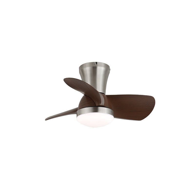 Ventilatore da soffitto Luvora minimalista in legno con luce, un'altra angolazione
