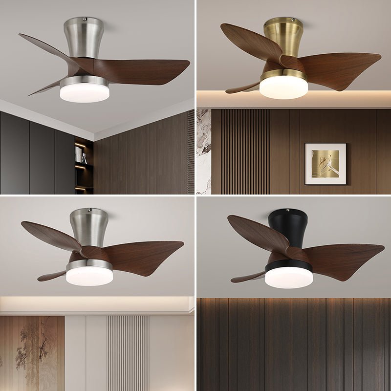 Ventilatore da soffitto Luvora minimalista con luce in un soggiorno moderno