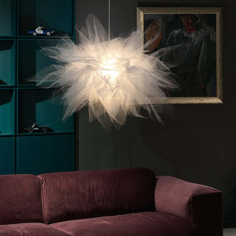 Arisha Moderna LED Lampada a Sospensione Tessuto Bianco Fiore Camera da Letto