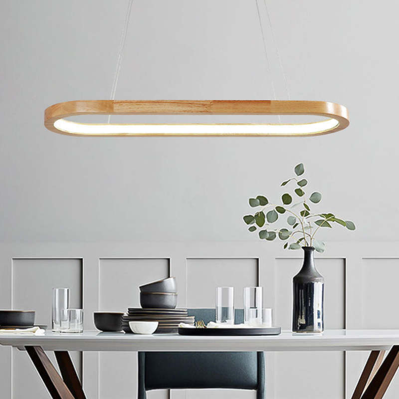 Muto Bellissimo LED Lampade a Sospensione Legno Ovale Contemporanee