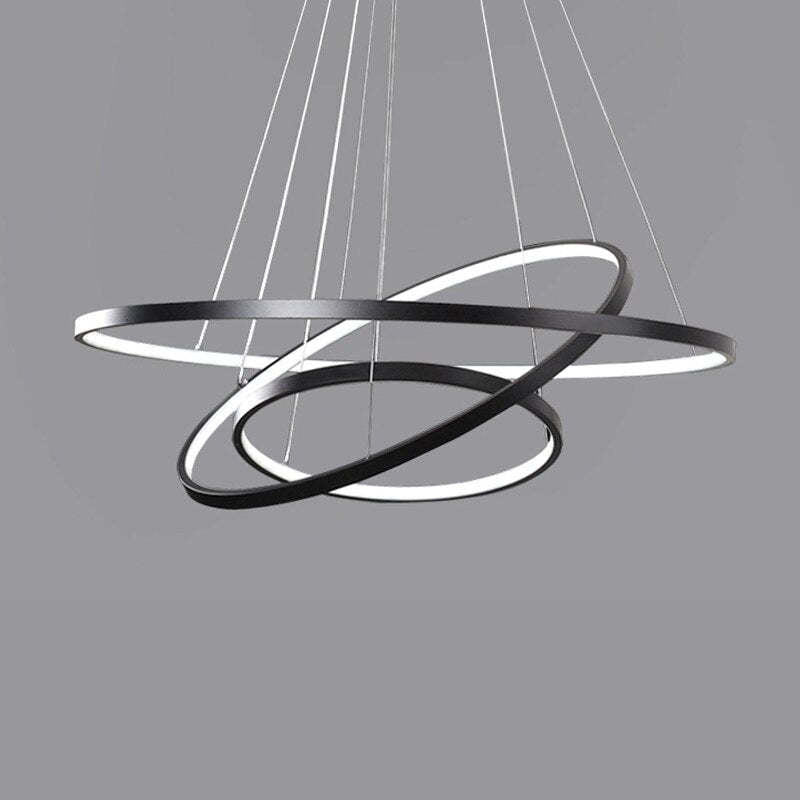 Arisha Design Illuminato LED Lampada a Sospensione Bianco/Nero/Oro Anello Interno Soggiorno/Camera da Letto