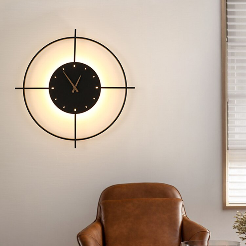 Arisha Moderna Design LED Applique Metallo Acrilico Orologio Oro/Nero Soggiorno/Camera da Letto