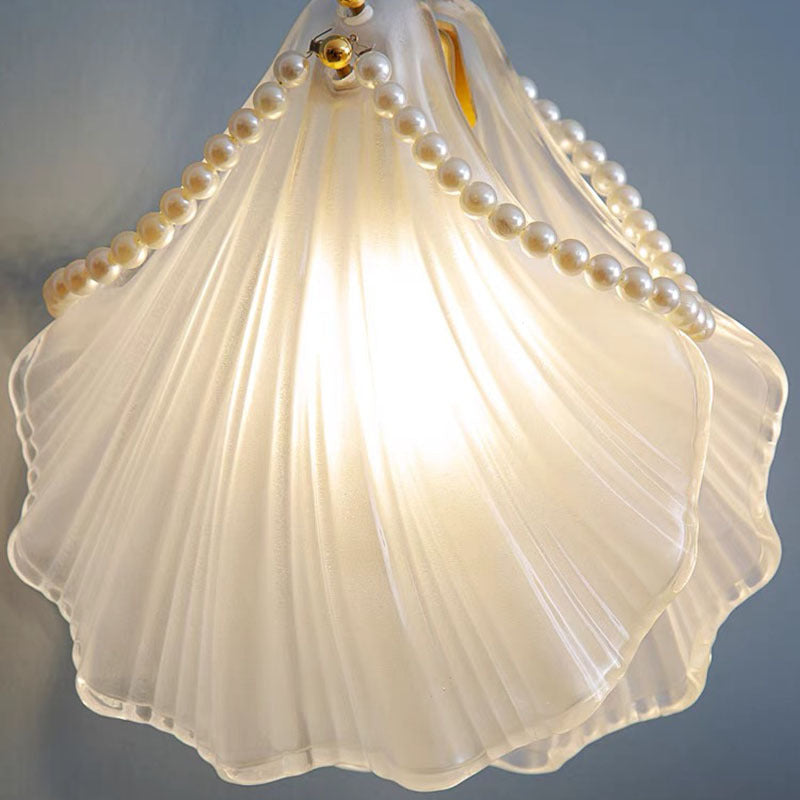 Kristy Bellissimo LED Lampada a Sospensione Metallo/Acrilico Art Déco Bianco Conchiglia di Perle Soggiorno/Camera da Letto
