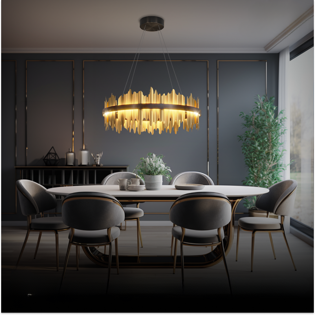 Kristy Design Moderno LED Metallo Vetro Lampadari Nero Oro