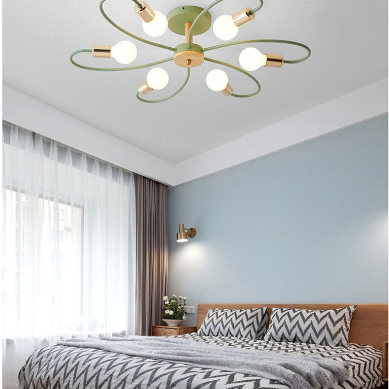 Arisha Elegante LED Bellissimo Plafoniera Metallo Vetro Fiore Grigia/Verde Soggiorno/Camera da Letto
