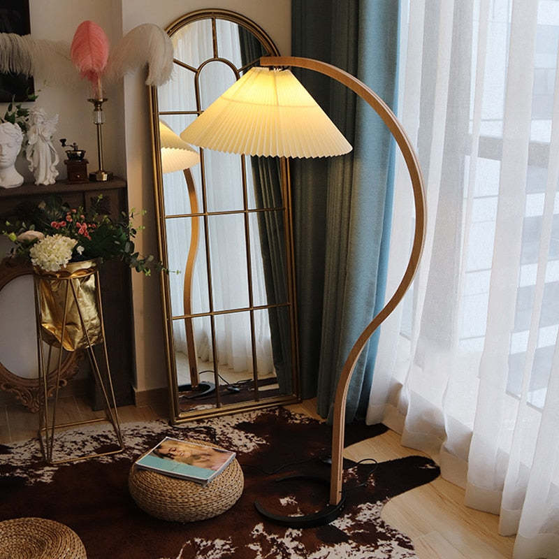 Muto Minimalista LED Lampada da Terra Metallo Legno Arco Soggiorno/Camera da Letto